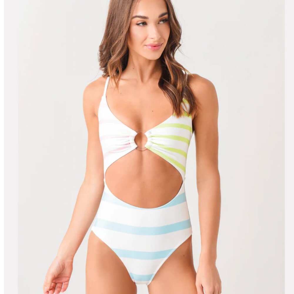 NWT ANTHROPOLOGIE SOLID & STRIPED "The Esme One-Piece" HTF Sold out!